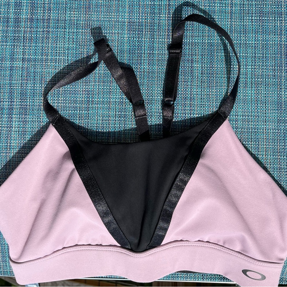 Oakley purple with black mesh sports bra medium